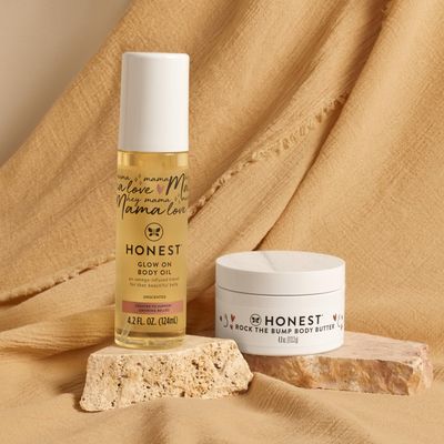 The Honest Company Honest Mama Body + Belly Bump Love Bundle | Moisturizing, Plant-Based Oil + Stretch Mark Butter Cream