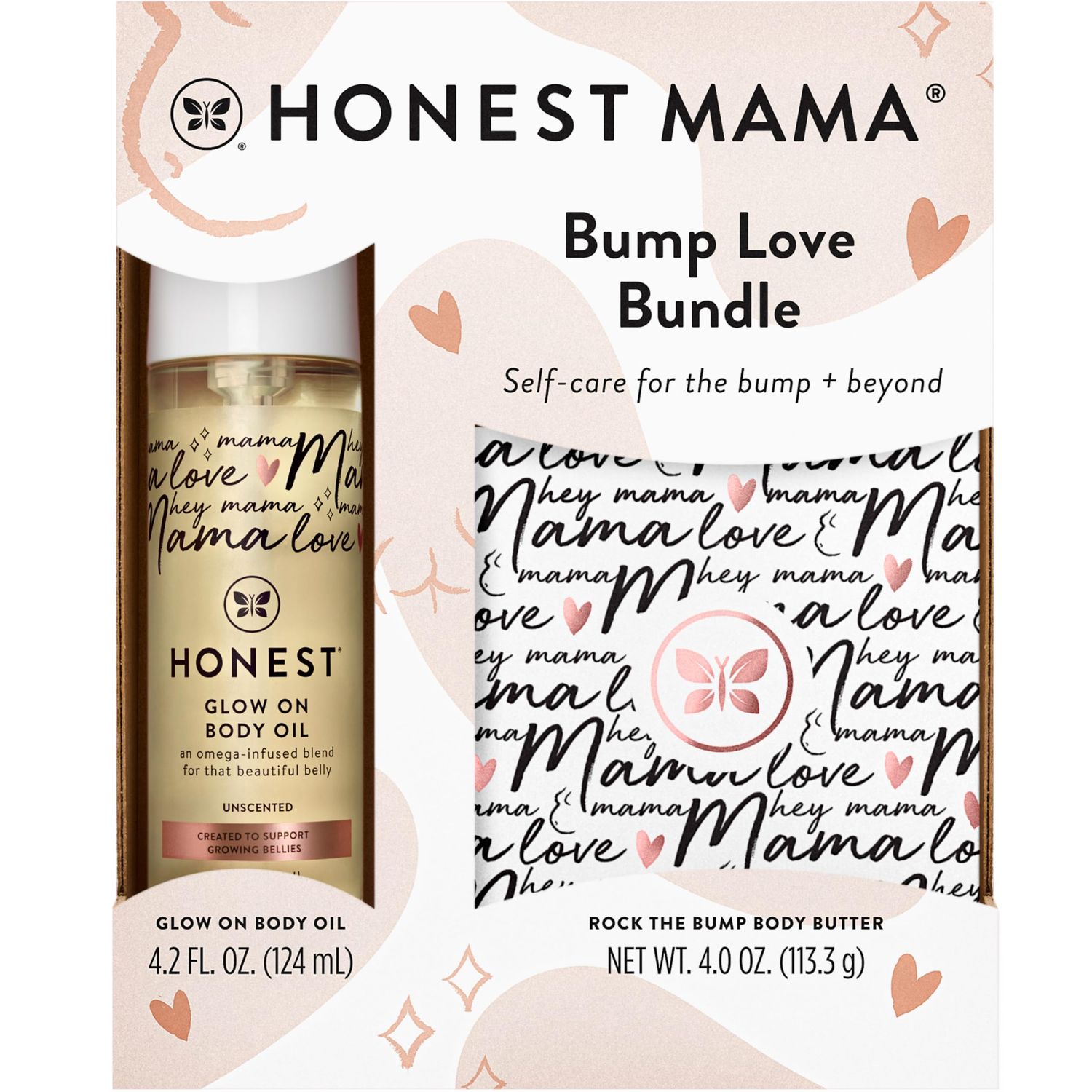 The Honest Company Honest Mama Body + Belly Bump Love Bundle | Moisturizing, Plant-Based Oil + Stretch Mark Butter Cream