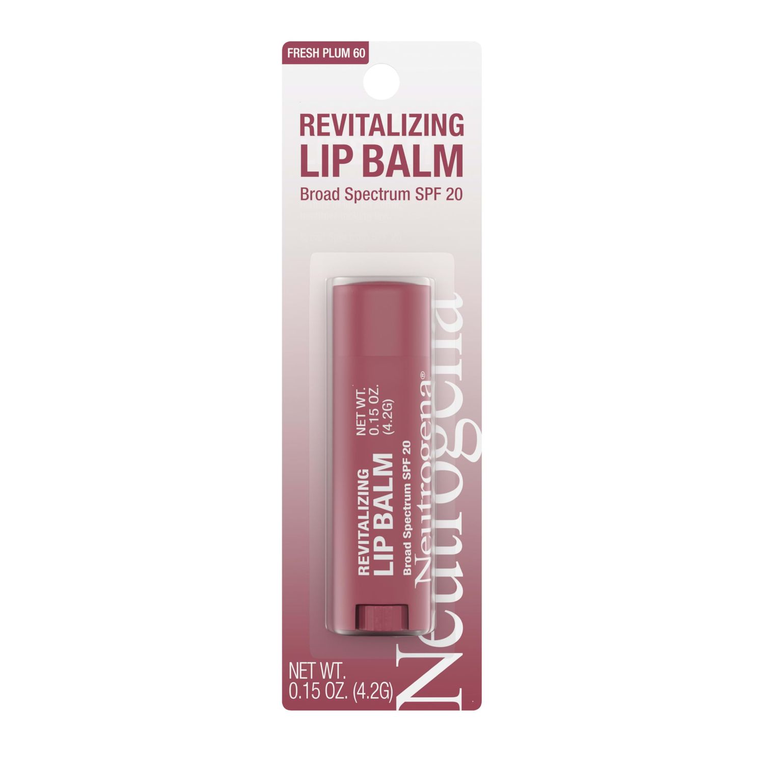Neutrogena Revitalizing and Moisturizing Tinted Lip Balm with Sun Protective Broad Spectrum SPF 20 Sunscreen, Lip Soothing Balm with a Sheer Tint in Color Fresh Plum 60,.15 oz