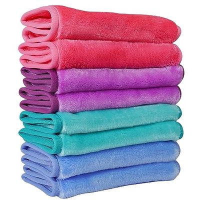 NUGILLA Makeup Remover Cloths, 8 Packs Makeup Remover Towels Reusable Face Wash Cloth, Soft Makeup Remover Microfiber Face Cloth for Women