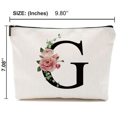 Initial A-Z Personalized Letter Makeup Bag, Monogrammed Bridesmaid Gifts/Presents Cosmetic Bag, Portable Stationery Storage Organizer Pouch, Friendship Love Travel Makeup Bags
