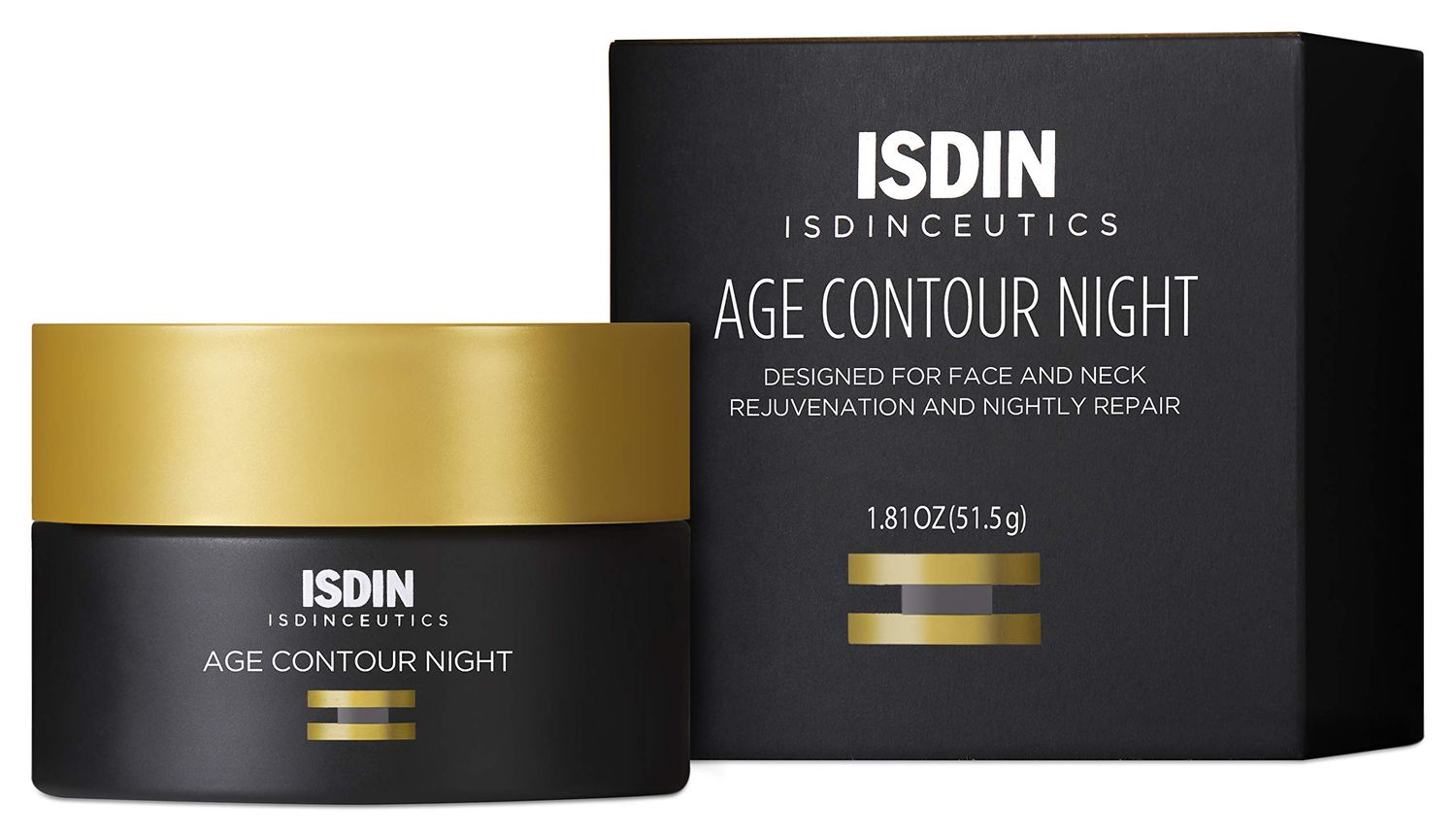 ISDIN Age Contour Night Face and Neck Cream with Melatonin and Peptides, 1.8 Oz