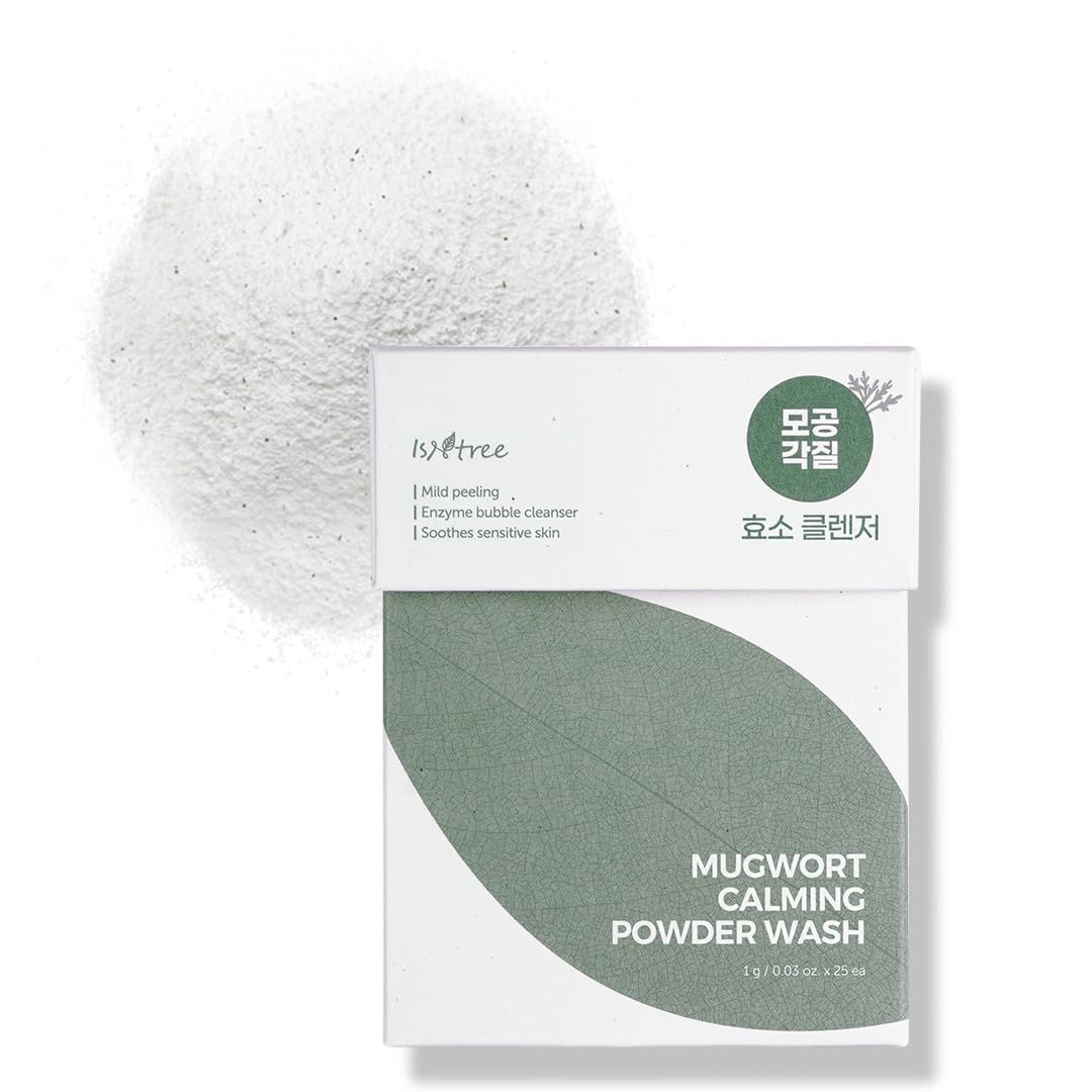 ISNTREE Mugwort powder wash 1g 0.03oz x 25ea | Mild peeling | Enzyme bubble cleanser | Soothes sensitive skin