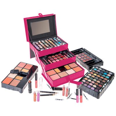 SHANY All In One Makeup Kit (Eyeshadow, Blushes, Face Powder, Lipstick, Eye liners, Makeup Pencils and Makeup Mirror - Makeup Set With Reusable Makeup Storage Box - Pink