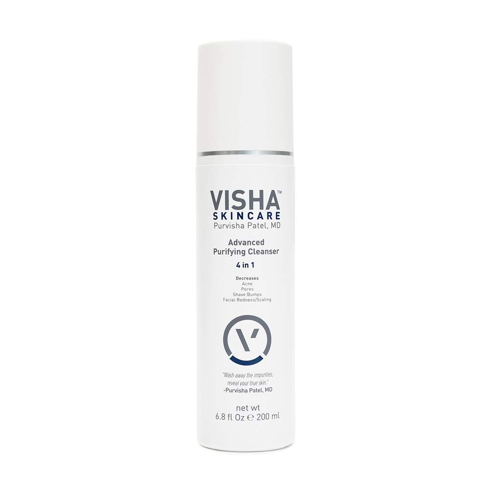 Visha Skincare Advanced 4 in 1 Multitasking Purifying Facial Cleanser, Face Wash to Reduce Facial Redness, Minimize Pores and Exfoliates Face, Helps Restoring Skin&#39;s Natural Glow 6.8fl oz