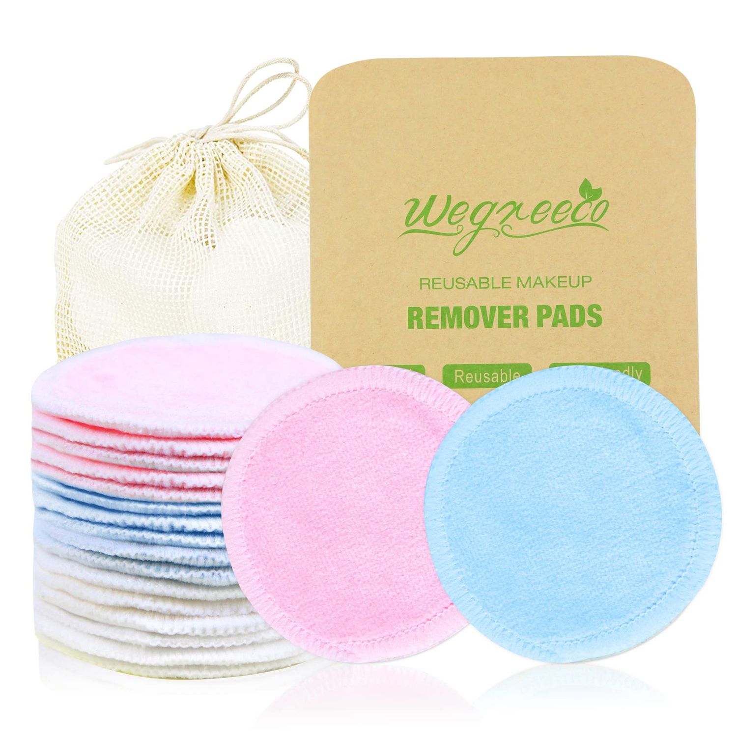 wegreeco Cotton Rounds Reusable -Reusable Makeup Remover Pads for All Skin - Cotton Cloth for Removing Makeup - Reusable Dog Eye Wipes Tear Stain Remover (Velour, 3 Color)