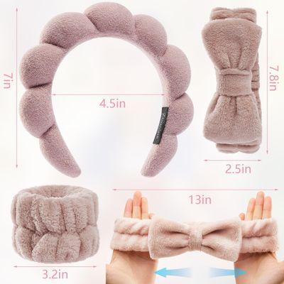 Ztomine Headbands for Women - Spa Headband and Wristband Set - Headband for Washing Face,Facial Mask,Makeup and Skin Care,Gifts for Women and Teen Girl Gifts Trendy Stuff