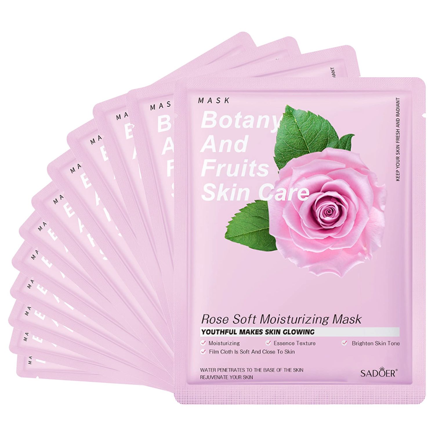 Jakuva 12PCS Deeply Moisturizing Facial Masks,Collagen Face Mask Facial Patches for Anti-Aging,Anti Wrinkle &amp; Face Skincare,Firm Skin Softening Facial Pads,Rose Pink