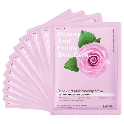 Jakuva 12PCS Deeply Moisturizing Facial Masks,Collagen Face Mask Facial Patches for Anti-Aging,Anti Wrinkle &amp; Face Skincare,Firm Skin Softening Facial Pads,Rose Pink