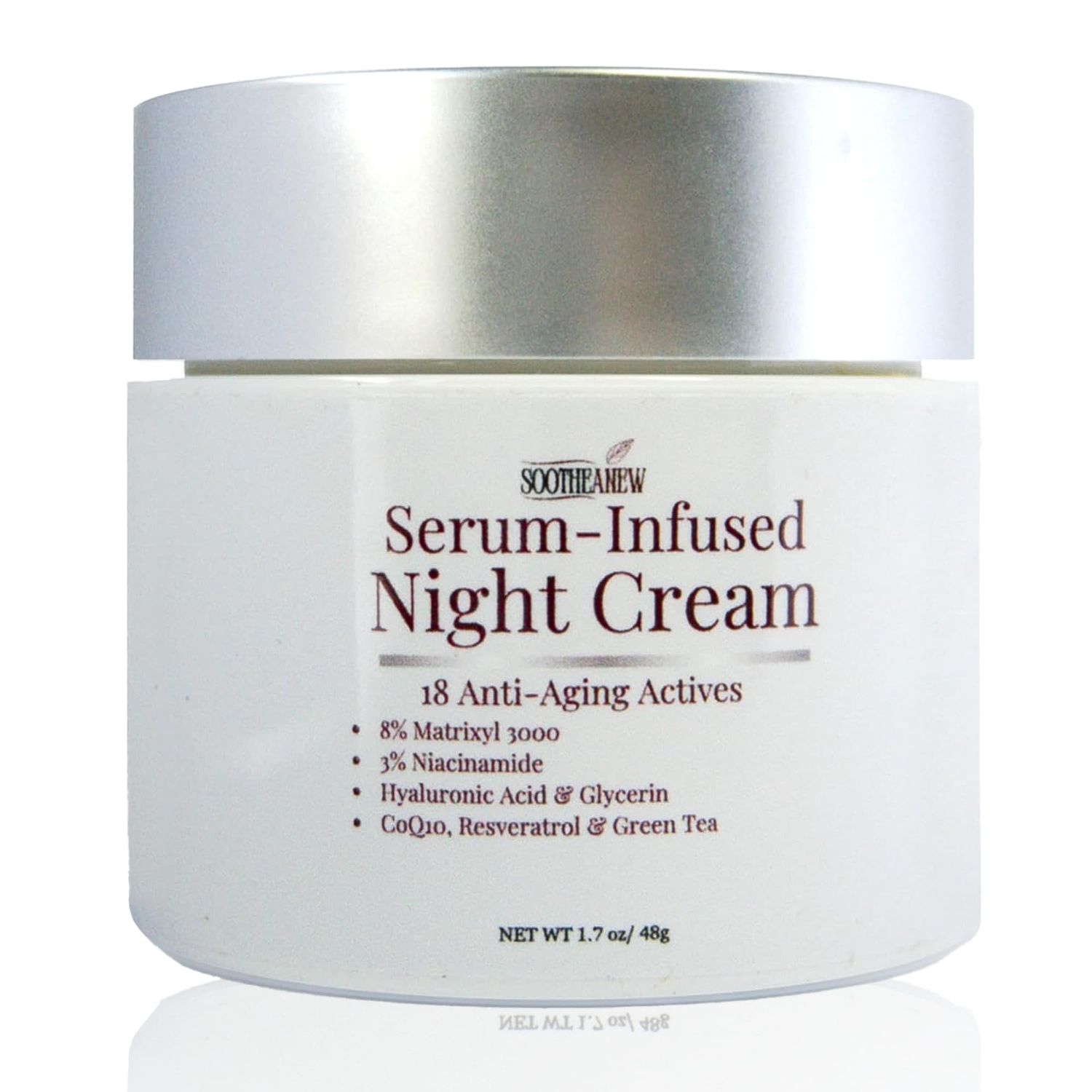 SootheAnew Anti-Aging Face Cream Serum, 8% Matrixyl 3000 Serum Cream, Multi Peptide Serum Cream, Deep Wrinkle Repair Serum, for Mature and Dry Skin, Serum Infused Night Cream 1.7 Fl Oz