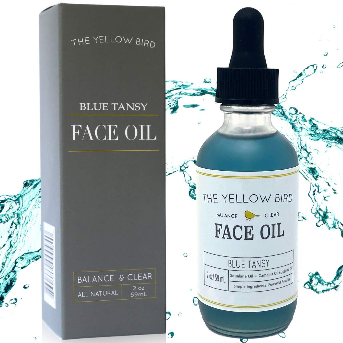 The Yellow Bird Balancing Blue Tansy Face Oil - Skin Glowing Serum. Collagen Support. Promotes Clear Skin Naturally. Wrinkle &amp; Pore Minimizer. Natural, Vegan Facial Moisturizer.
