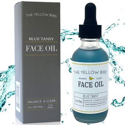The Yellow Bird Balancing Blue Tansy Face Oil - Skin Glowing Serum. Collagen Support. Promotes Clear Skin Naturally. Wrinkle &amp; Pore Minimizer. Natural, Vegan Facial Moisturizer.