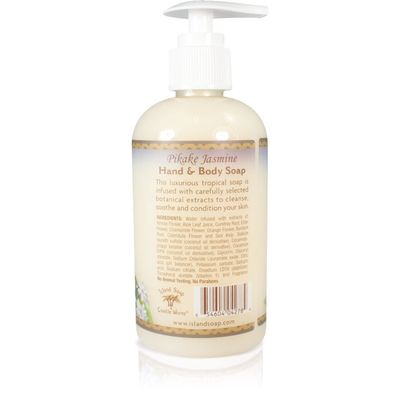 Island Soap & Candle Works Botanical Liquid Hand Soap - Vegan Hand Soap for Men and Women - Luxury Skincare for Bathroom - Hawaiian Gifts for Sensitive Skin - Pikake Jasmine - 8.5 Ounce Bottle
