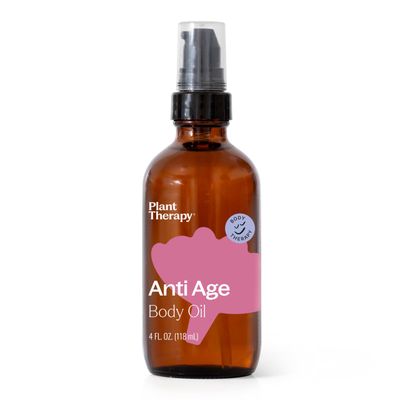 Plant Therapy Anti Age Body Oil 4 oz Locks in Moisture for Supple, Radiant Looking Skin, Helps Reduce the Appearance of Fine Lines, Made with Frankincense Oil, Sandalwood Oil, &amp; Rose Oil