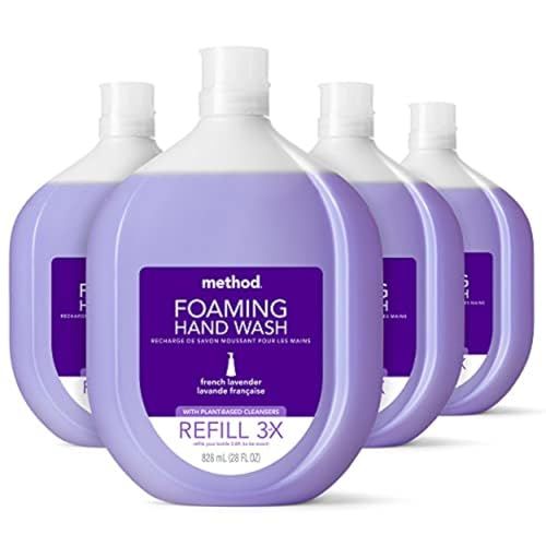 Method Foaming Hand Soap Refill, French Lavender, Recyclable Bottle, Biodegradable Formula, 28 fl oz (Pack of 4)