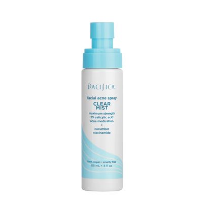 Pacifica Facial Spray for Acne Treatment - Clear Face Mist Acne Spray w/ 2% Salicylic Acid Niacinamide &amp; Aloe - Acne Cleanser - Targets Bacteria for Teens &amp; Adults Vegan Clean Dermatologist Tested