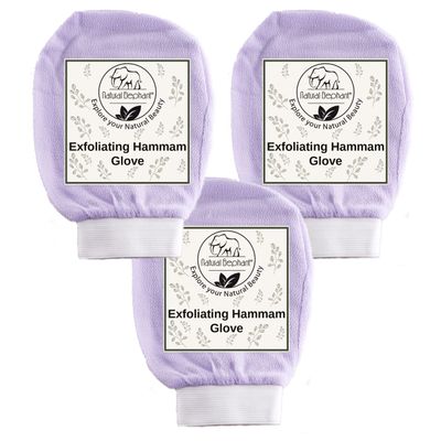 Natural Elephant Exfoliating Hammam Glove - Face and Body Exfoliator Mitt (Lovely Lilac (Pack of 3))