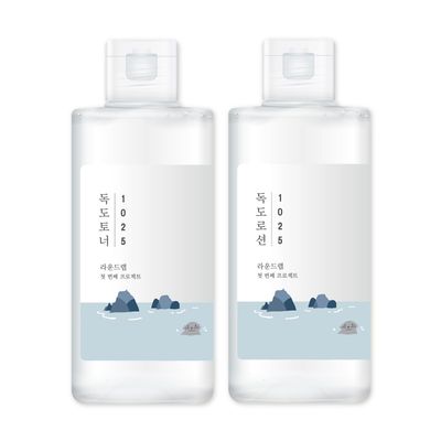 ROUND LAB 1025 Dokdo Toner + Dokdo Lotion | Exfoliating dead skin cells without irritation, Hydrating, Watery Type Toner, Lotion (6.76fl.oz)