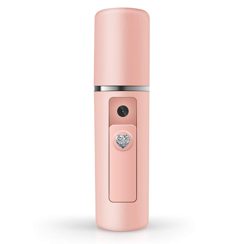 Nano Facial Mister Moisturizing Atomization Humidifier Cool Mist Facial Steamer Handy Mist Sprayer Moisturizing &amp; Hydrating for Skin Care, Makeup, Eyelash Extensions (Pink)