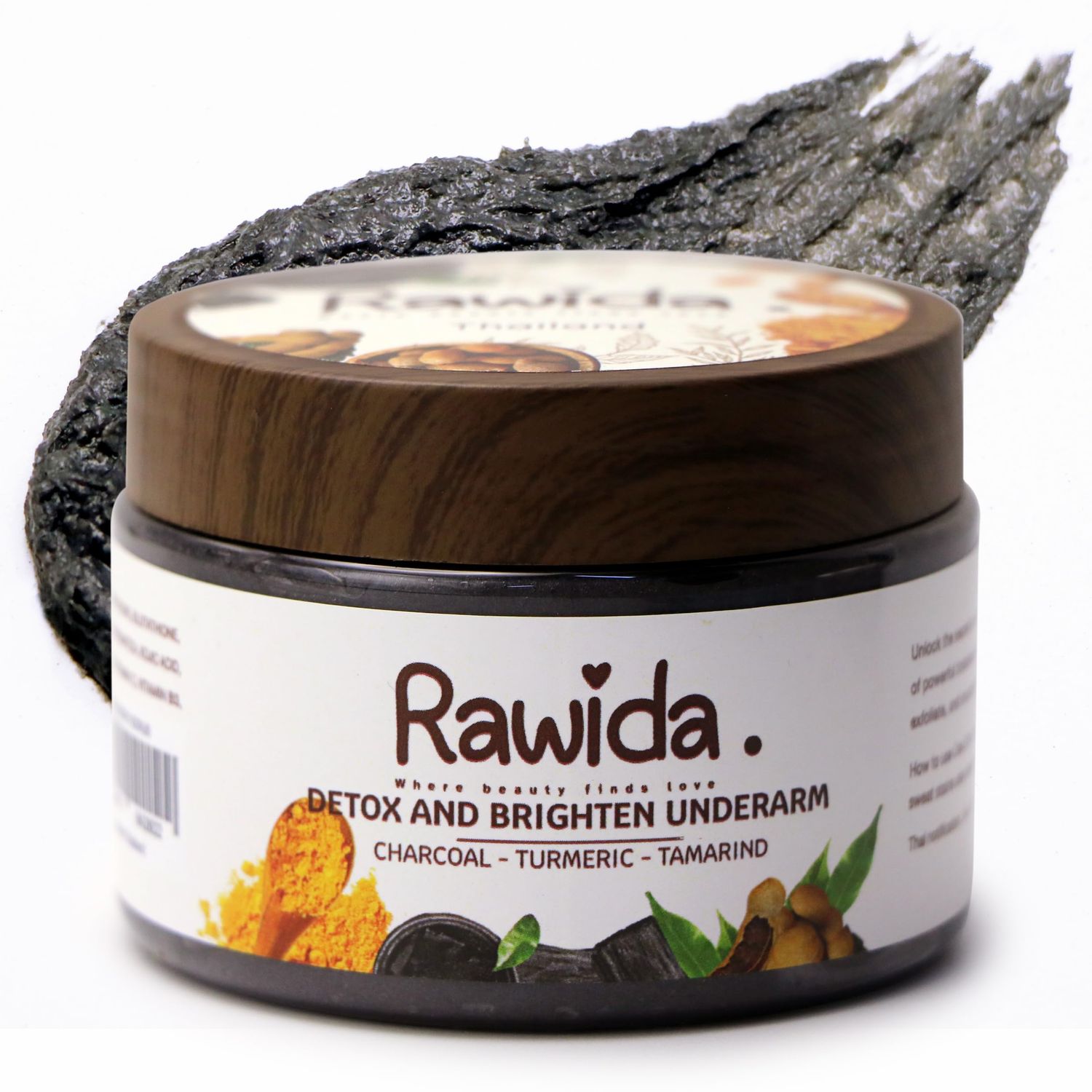 Rawida Underarm Detox Scrub with Activated Charcoal for Fresh, Even-Toned Skin - Gentle Armpit Scrub to Reduce Odor &amp; Discoloration - Armpit Detox for Women &amp; Men to Cleanse, Moisturize, &amp; Brighten