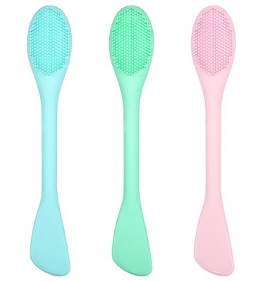 Mask Spatula, 3 Pcs Smooth Double-Head Silicone Face Scrubber Mask Brush for Women, Face Mask Cream Lotion Spatula, Silicone Mask Applicator for Skincare Makeup, Foundation (3 Colors)