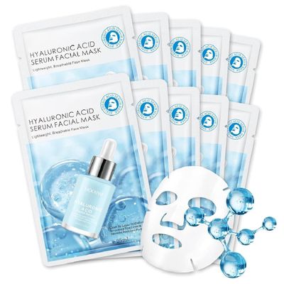 Hyaluronic Acid Face Masks Skincare, Hydrating Facial Masks, Deep Moisturizing Face Mask for All Skin Types, Facial Sheet Mask for Women Skin Care, Smoothing Rejuvenating, Christmas Gifts, 10 Pack