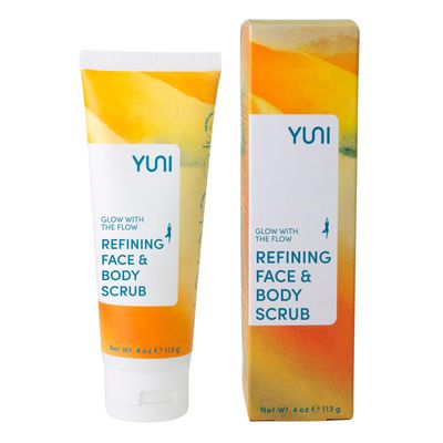 YUNI Beauty Face &amp; Body Scrub (4oz) Glow with the Flow Exfoliating Wash for Glowing Skin - Exfoliate &amp; Energize - Improve Dry, Dull Skin - All Natural, Paraben-Free, Cruelty-Free