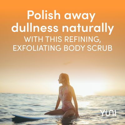 YUNI Beauty Face &amp; Body Scrub (4oz) Glow with the Flow Exfoliating Wash for Glowing Skin - Exfoliate &amp; Energize - Improve Dry, Dull Skin - All Natural, Paraben-Free, Cruelty-Free