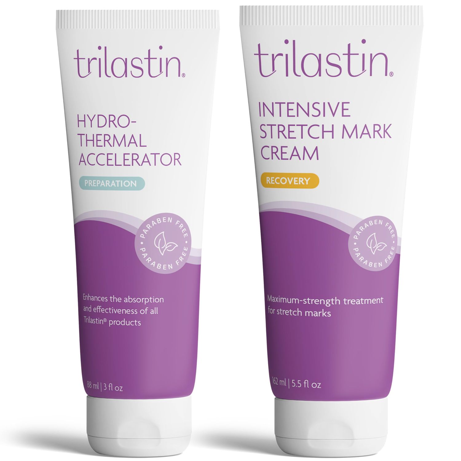 TriLASTIN - SR Intensive &amp; Moisturizing Stretch Mark Cream Bundle w/Hydro-Thermal Accelerator (5.5 Oz &amp; 3 Oz) - Absorbing Stretch Marks Cream w/Absorption Serum - Stretch Mark Cream for Pregnancy