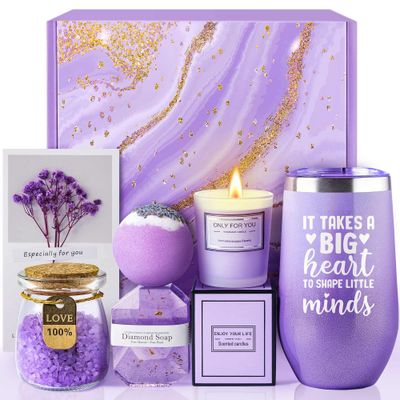 Teacher Gifts for Women, Teacher Appreciation Gifts, Teacher Gifts for Easter Valentines Day Mothers Day Thanksgiving Christmas, Back to School Gift for Teacher - Unique Lavender Spa Basket Set
