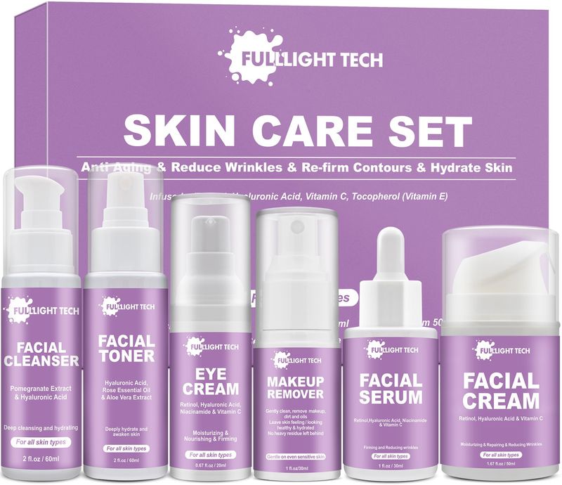Skin Care Set,Anti Aging Skin Care Kit,Reduce Wrinkles &amp; Hydrate Skin,Facial Skin Care Routine Kit Women Teen Girls Skincare Gift Set,Wife Mom Women Gifts for Christmas,Valentines Day Gifts for Her