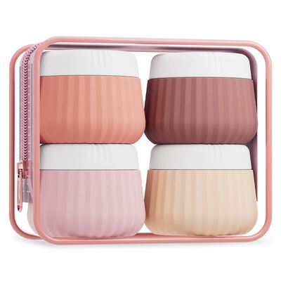 Mrsdry Travel Containers for Toiletries 4 Pack, TSA Approved Travel Size Toiletries, Travel Size Containers, With Clear Bag Leak Proof Silicone Jars, Travel Essentials Creams Jars Carrying Small Items