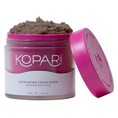 Kopari Coconut Crush Scrub - Brown Sugar Scrub to Exfoliate, Shrink the Appearance of Pores, Help Undo Dark &amp; Age Spots + More With 100% Organic Coconut Oil, Non GMO, and Cruelty Free, 8 Oz