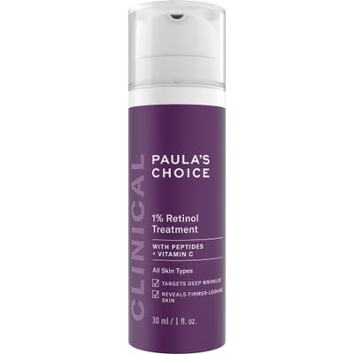 Paula&#39;s Choice CLINICAL 1% Retinol Treatment Cream with Peptides, Vitamin C &amp; Licorice Extract, Anti-Aging &amp; Wrinkles, 1 Ounce