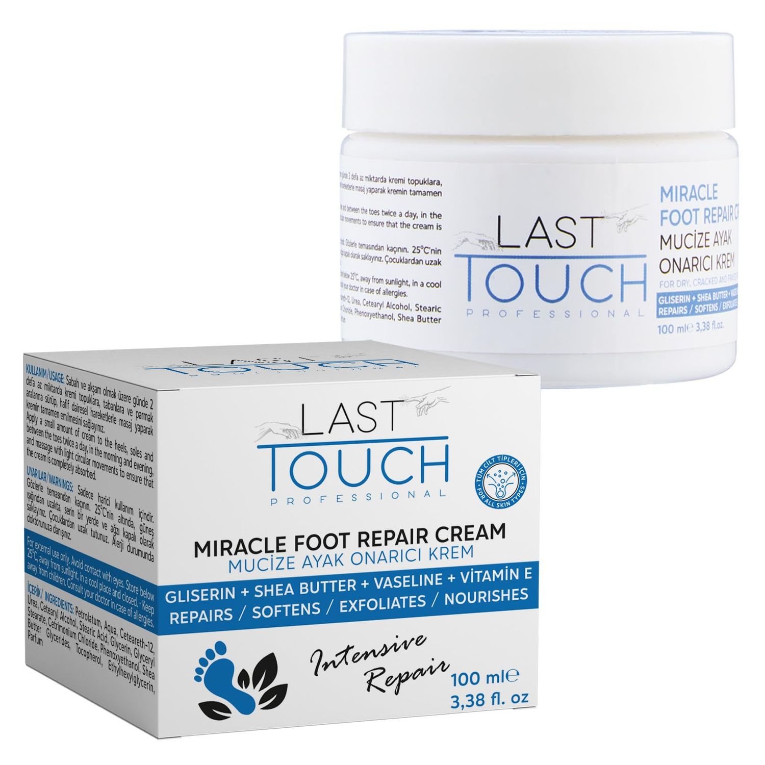 LAST TOUCH Miracle Cracked Repair Foot Care Cream - Foot Cream Dry Cracked Heels Feet - Guaranteed Relief Worn, Cracked, Dry, Callused Feet - Athletes Foot Cream - Soft Smooth Feet