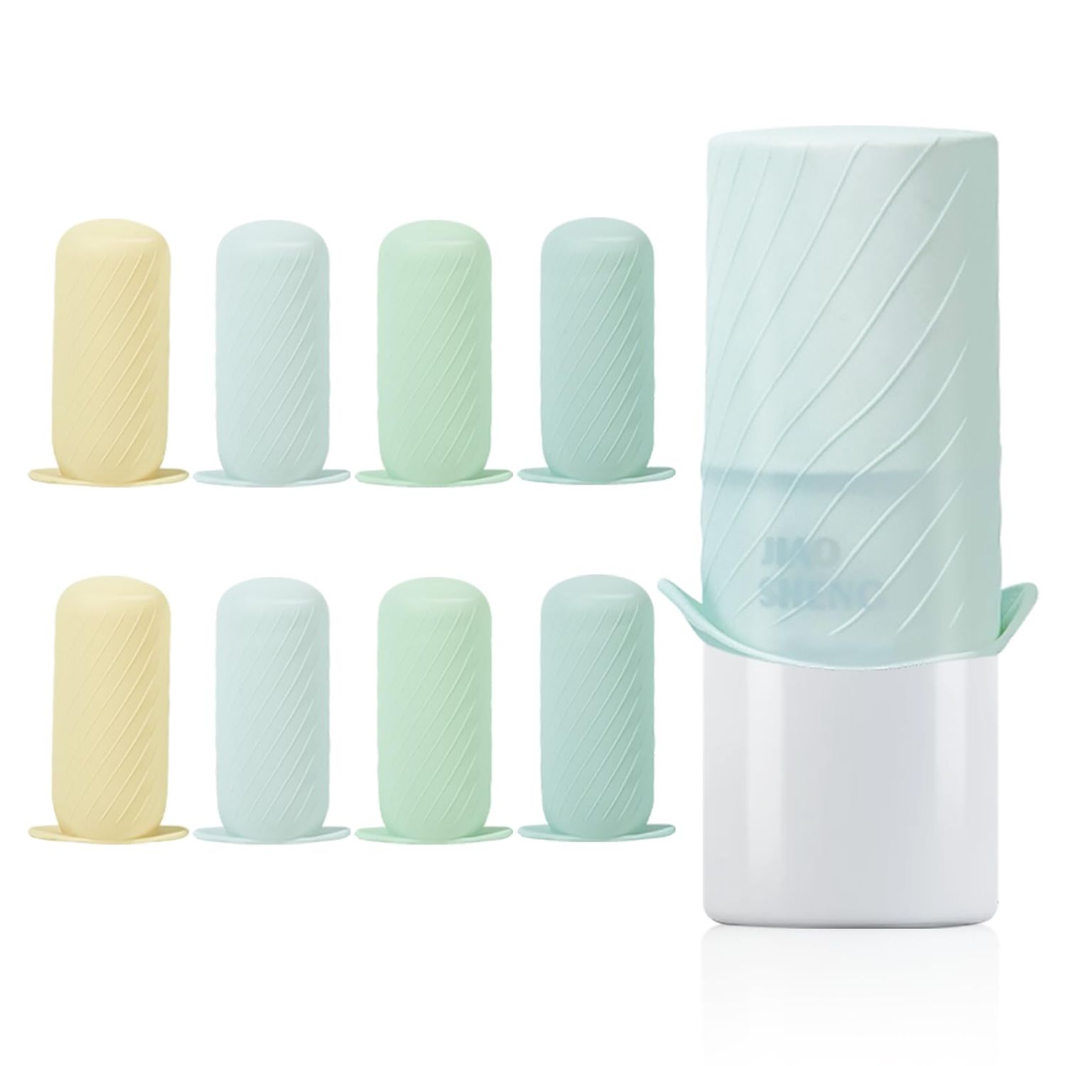 Mrsdry 8 Pack Silicone Bottle Covers, Travel Leak Locks, Elastic Sleeves for Leak Proofing Travel, Travel Size Container Silicone Sleeves, Travel Accessories for Shampoo Body Wash Skincare Bottles