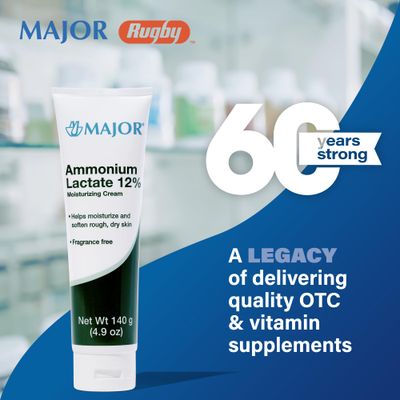 Major Ammonium Lactate 12% Moisturizing Cream - Lactic Acid Cream - Helps Hydrate, Soften, and Exfoliate Rough, Dry Skin - Fragrance-Free - 4.9 Oz. - 1 pack