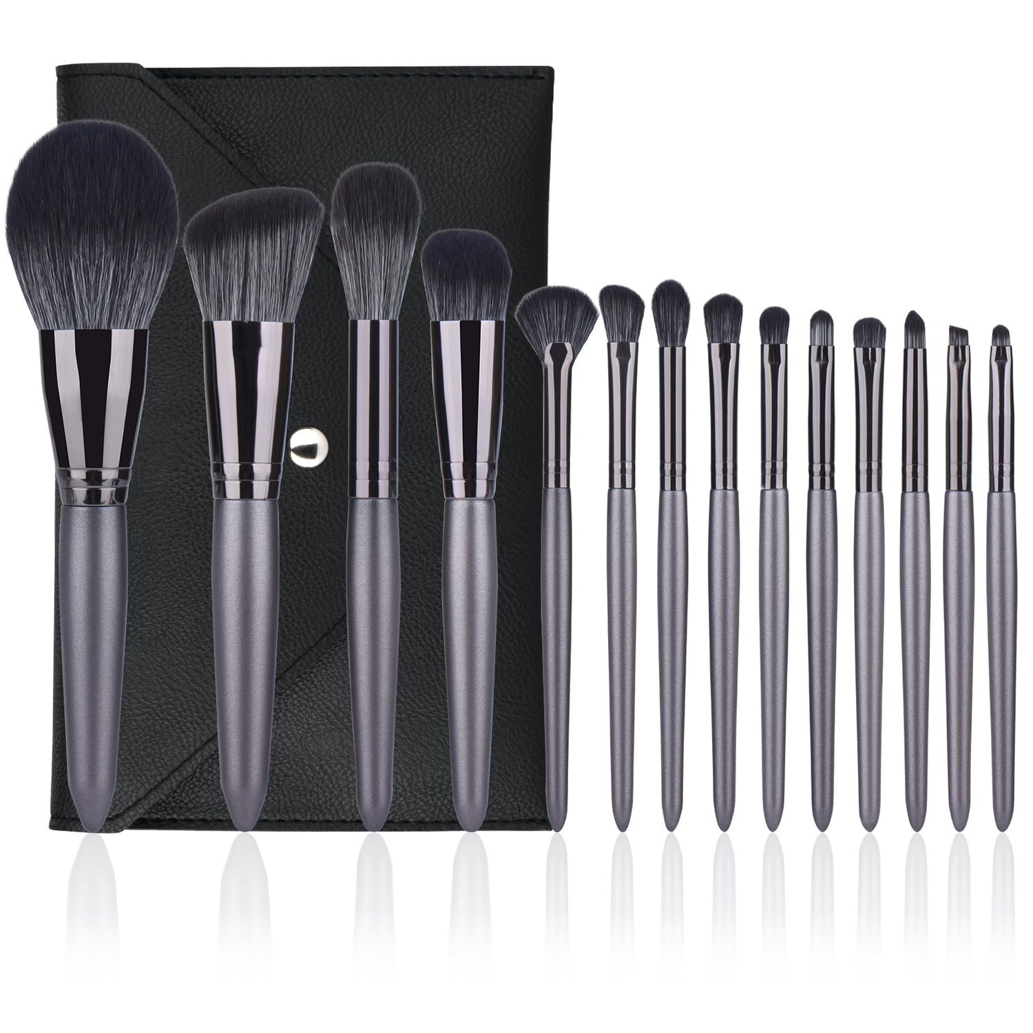 SHELWIN Professional Makeup Brush Set 14Pcs Makeup Brushes Kit Foundation Eyeshadow Powder Blending Eyebrow Eyelash Kabuki Brushes Cosmetic Brushs Travel Kits With Leather Bag Gift