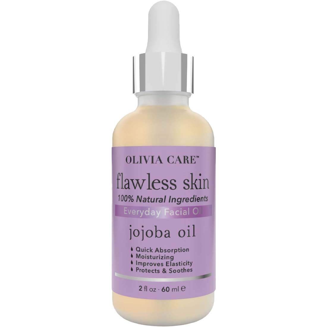 Olivia Care Flawless Essential Facial Oil 100% Natural. Nourishing, Plump, Reviving, Hydrating, Calming &amp; Soothing. Stabilize &amp; Retain Moisture (Jojoba)