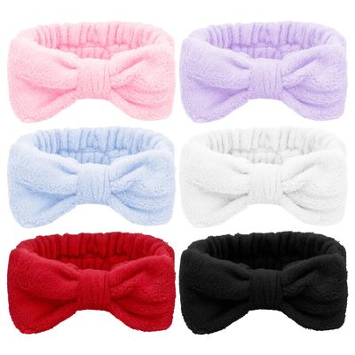 Ondder 6 Pcs Skincare Spa Makeup Headband for Washing Face Terry Cloth Face Wash Headband Head Band for Skin Care Soft Make Up Headbands Bow Hair Band for Women Girls Spa Hair Accessories for Party