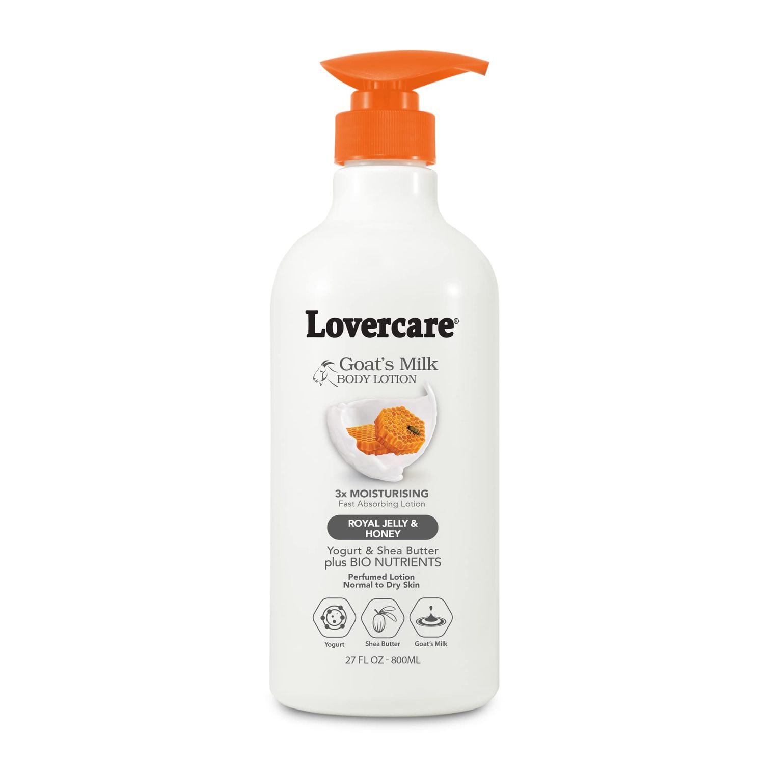Lovercare Goat Milk Body Lotion for Dry Skin Royal Jelly &amp; Honey 27.05oz (800ml) - Single