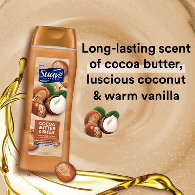 Suave Moisturizing Body Wash, Cocoa Butter and Shea with Vitamin E Extract, No Parabens, No Phtahaltes, 18 Oz Pack of 6