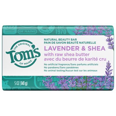 Tom&#39;s of Maine Natural Beauty Bar Soap, Lavender &amp; Shea With Raw Shea Butter, 5 oz.