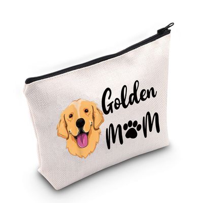LEVLO Golden Mom Makeup Bags Golden Retriever Mom Gift Dog Mom Makeup Bags Dog Lover Gift for Golden Retriever Mama (Golden Mom)