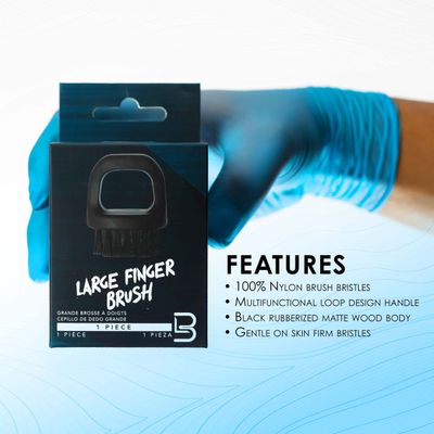 L3 Large Finger Brush - Barber Supplies and Barber Accessories - Gentle for Comfort Yet Firm for Brushing - Nylon Bristles - Use for Clippers and Personal Care