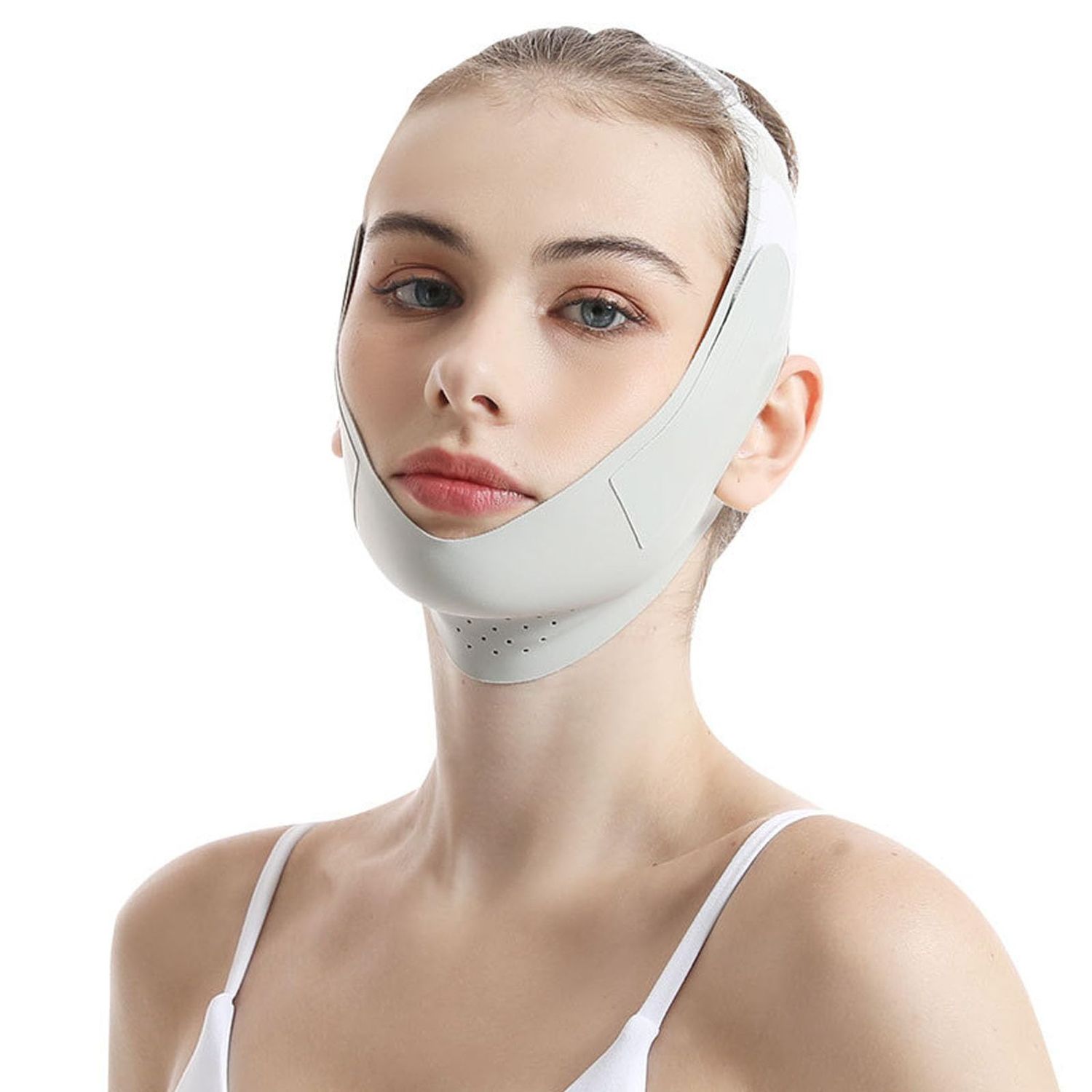 Reusable V-Line Lifting Mask Chin Strap - Face Lift Strap for Sleeping, Double Chin Reducer, Jawline Shaper &amp; Jaw Exerciser for Skin Tightening and Firming