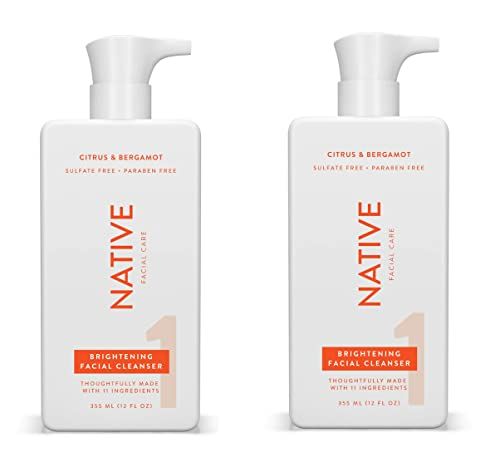 Native Brightening Face Wash, Spa Day Every Day Facial Cleanser (2 Pack) | Daily Face Cleaner for Radiant and Bright Skin, Citrus &amp; Bergamot, 12 fl oz