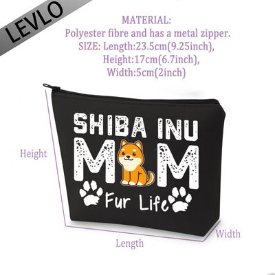 LEVLO SHIBA INU Mom Gifts SHIBA INU MOM Fur Life Makeup Bags SHIBA INU Lovers Gifts (SHIBA INU MOM-balck)