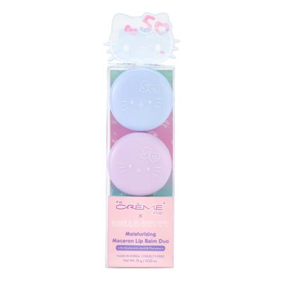 The Crme Shop x Hello Kitty Plumping Moisturizing Macaron Lip Balm, Hydrating Korean Lip Balm, 50th Year Anniversary Limited Edition Duo Lip Moisturizer in Cool Mint &amp; Acai Berry, Korean Skin Care