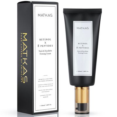 MATKAS Korean Retinol Neck Firming Cream - for Dehydrated Sagging Skin, Neck Cream for Skin Tightening, Firming Lotion for Loose Skin, Neck Tightening Cream, 8 Peptides, Shea Butter, 5 Ceramides